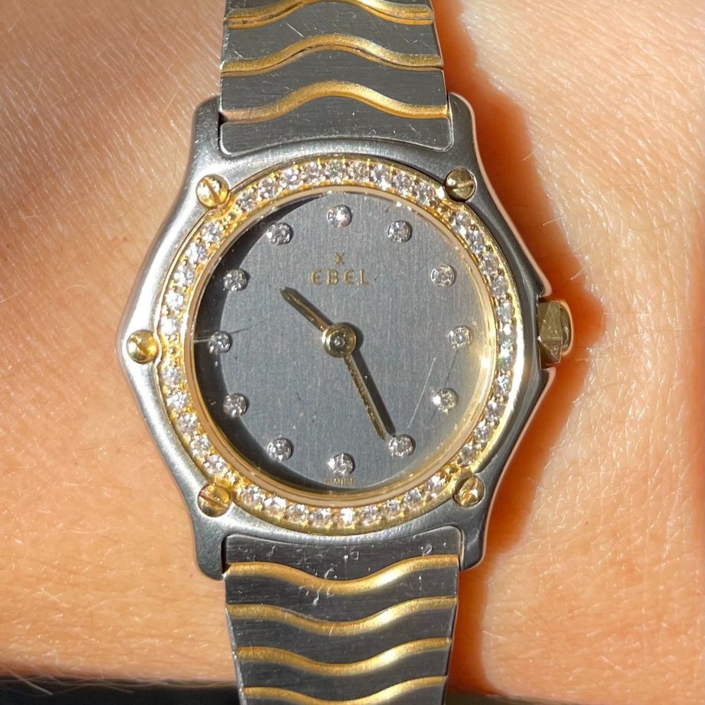 Ebel Sport Wave women's watch with diamond two tone 18k gold bezel